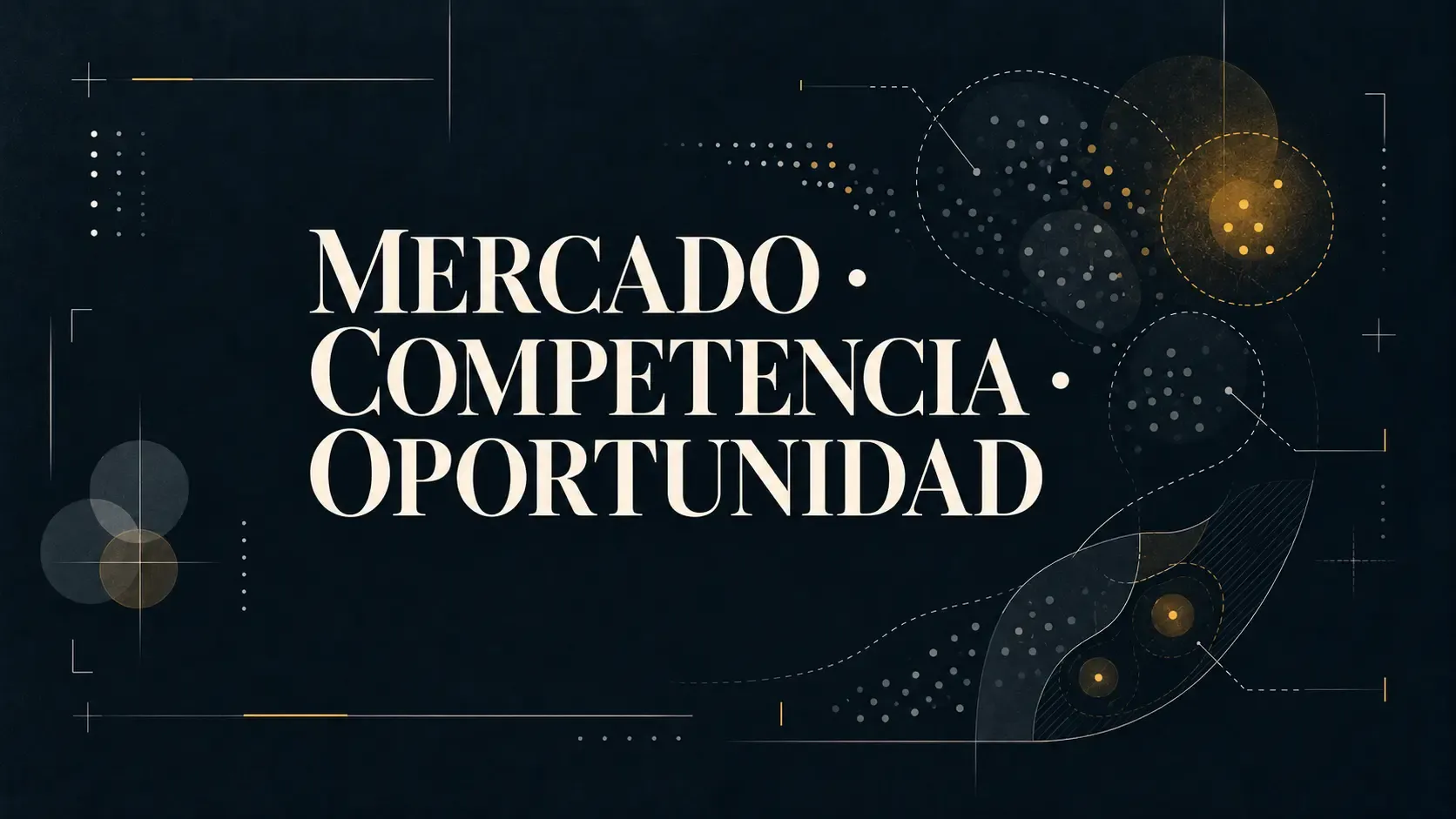 Interfaz conceptual de inteligencia de mercado con tendencias, competencia y oportunidades.
